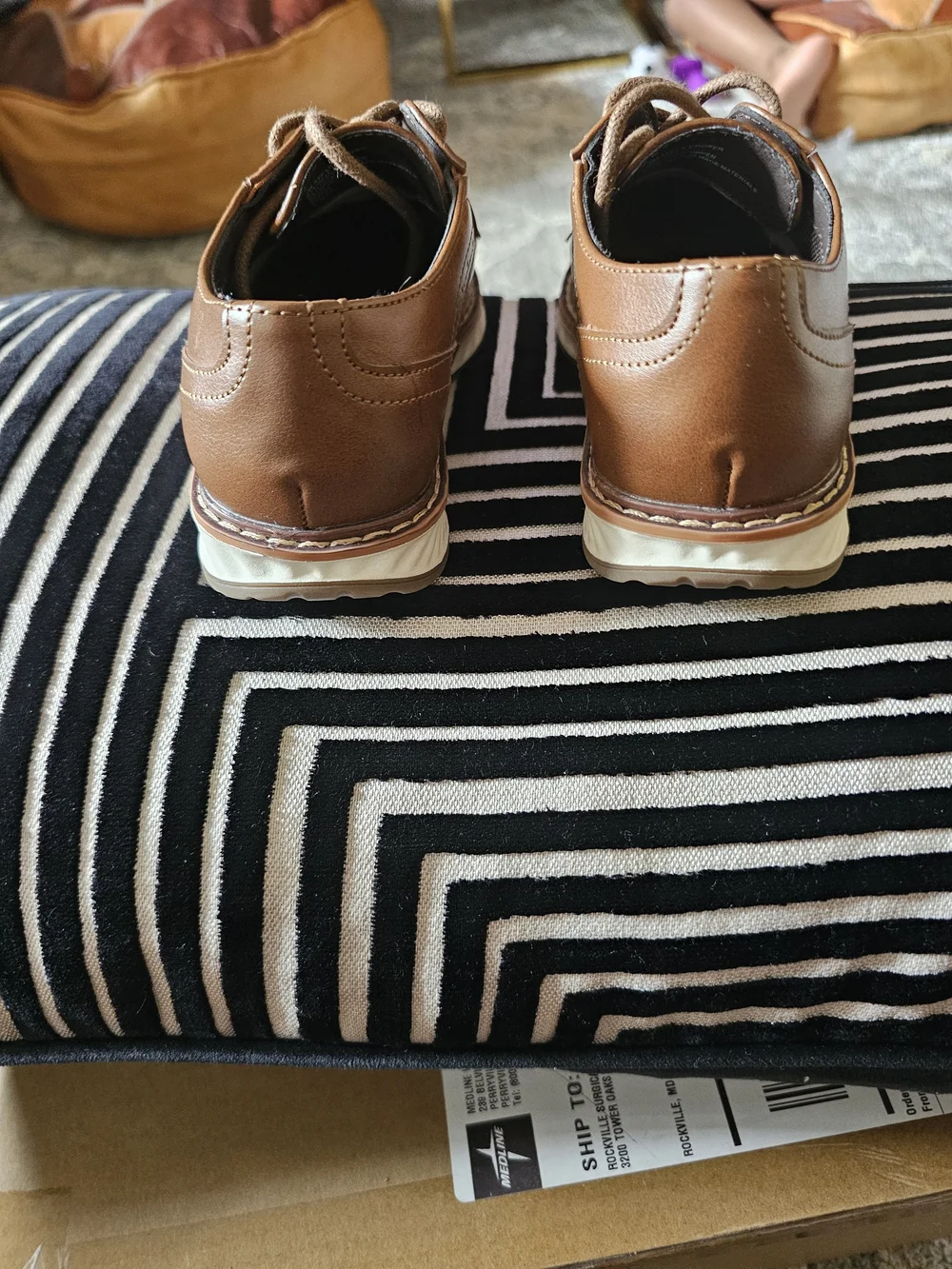 Kids  Brown Leather-Look Lace-Up Derby Shoes